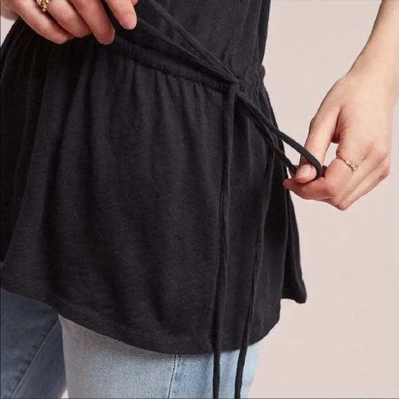 ANTHROPOLOGIE PURE & GOOD Black V-Neck Peplum Sleeveless Tank Sz XS‎ - Picture 5 of 6